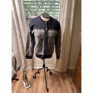 VTG Skyr lambswool Cardigan Sweater M Nordic Pattern classic closet preppy warm